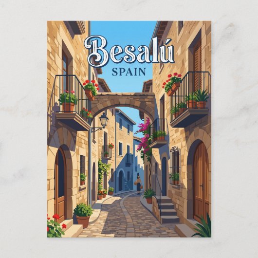 Gasse in Besalú Spanien Postkarte (Vorderseite)
