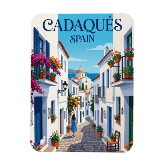 Gasse in Cadaques Spanien Spanien Magnet (Vertikal)