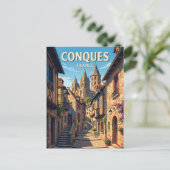 Gasse in Conques Frankreich Postkarte (Stehend Vorderseite)