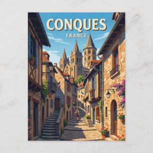 Gasse in Conques Frankreich Postkarte