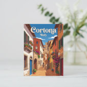Gasse in Cortona Italien Postkarte (Stehend Vorderseite)