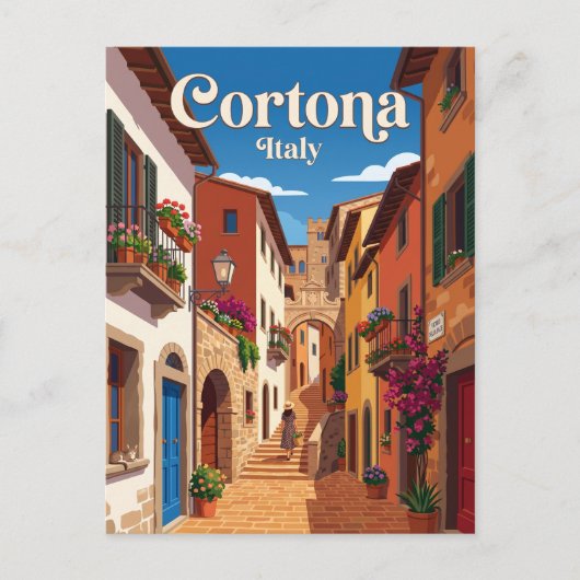 Gasse in Cortona Italien Postkarte (Vorderseite)