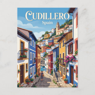 Gasse in Cudillero Spanien Postkarte