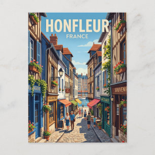 Gasse in der Altstadt von Honfleur, Frankreich Postkarte