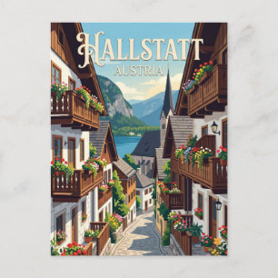 Gasse in Hallstatt Österreich Postkarte