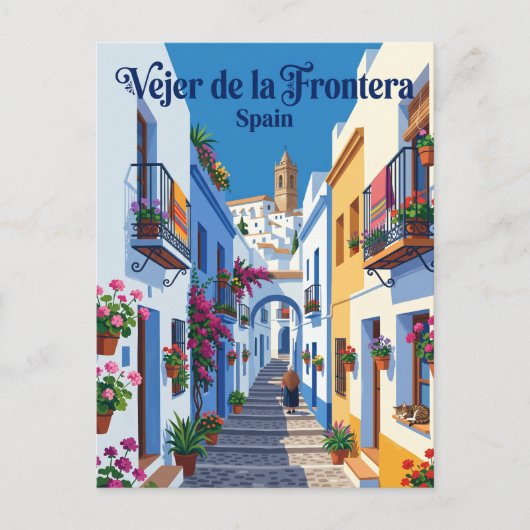 Gasse in Vejer de la Frontera Spanien Postkarte (Vorderseite)