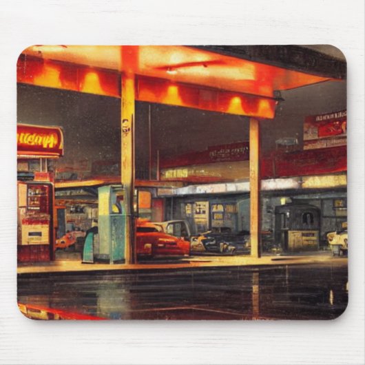 Gassstation der Maus in den 50er Jahren Mousepad (Vorne)