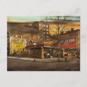 Gasstation - Ende eines Tages 1925 Postkarte