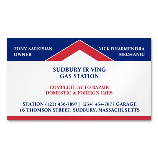 Gasstation Magnetische Visitenkarte (Vorderseite)