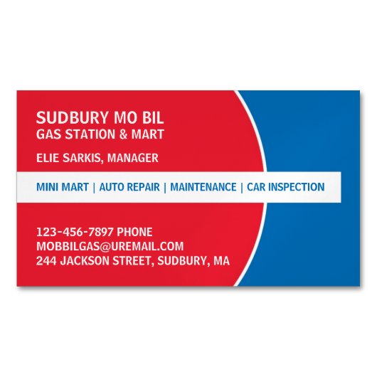 Gasstation Magnetische Visitenkarte (Vorderseite)