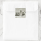 Gasstation Quadratischer Aufkleber (Tasche)