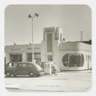 Gasstation Quadratischer Aufkleber