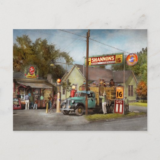 Gasstation - Shannons Supergasoline 1939 Postkarte (Vorderseite)