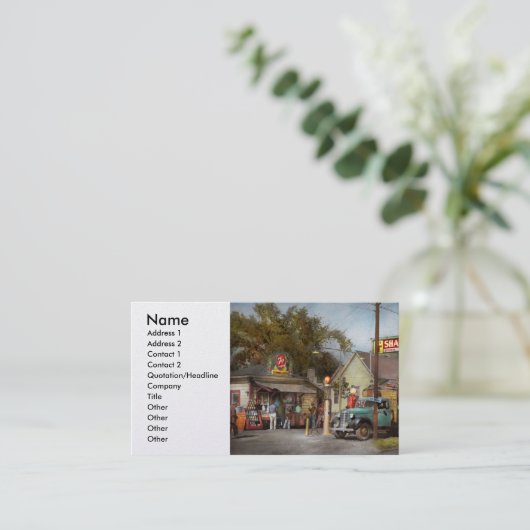 Gasstation - Shannons Supergasoline 1939 Visitenkarte (Stehend Vorderseite)