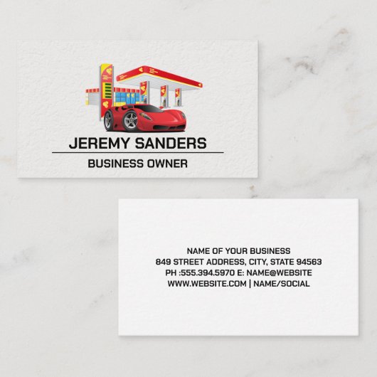 Gasstation | Sportwagen | AUTO Visitenkarte (Vorne/Hinten)