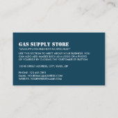 Gassymbol, Gasingenieur und Lieferant Visitenkarte (Rückseite)