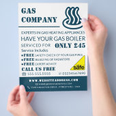 Gassymbol, Gasingenieur und Lieferantenwerbung Flyer (Hand)