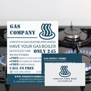 Gassymbol, Gasingenieur und Lieferantenwerbung Flyer