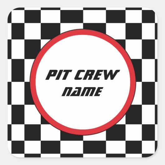 Gast-Aufkleber für das Party Checkered Square Quadratischer Aufkleber (Vorderseite)