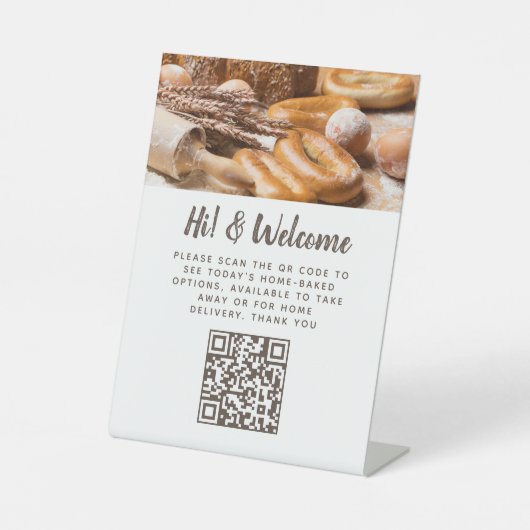 Gast berührungslose QR-Code Bäckerei Custom Foto P Sockelschild (Vorderseite)