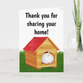 Gast Bleibe mit Dog House Design Dankeskarte (Vorderseite)