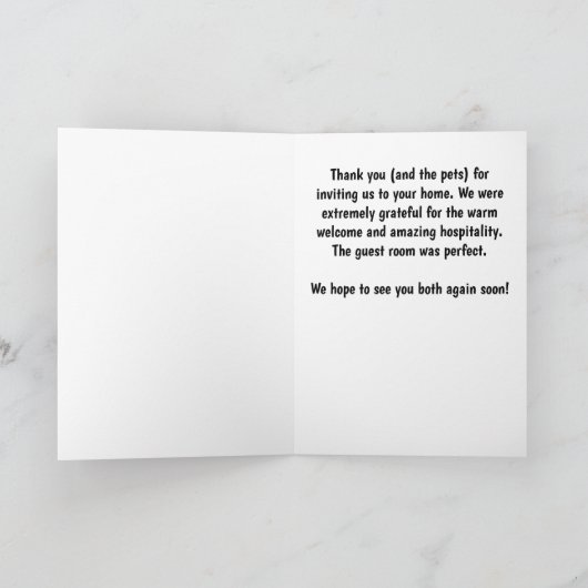 Gast Bleibe mit Dog House Design Dankeskarte (Innenseite)