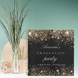 Gast Book Graduation Party Black Gold Glitzer Notizblock