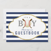 Gast Book Sign | Baseball Boy Baby Dusche Einladung (Vorderseite)