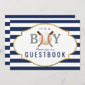 Gast Book Sign | Baseball Boy Baby Dusche Einladung (Vorne/Hinten)