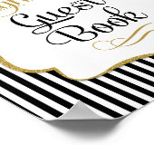 Gast Book Sign Black Gold Streifen Poster (Ecke)