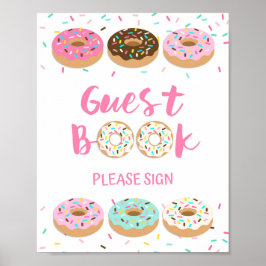 Gast Book Sign Pink Donut Table Sign Poster