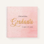 Gast-Buch-Absolvent rot rosa goldene Skript Notizblock (Vorderseite)