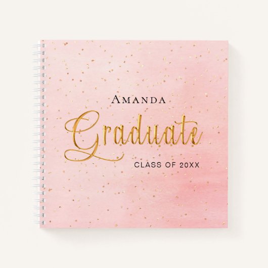Gast-Buch-Absolvent rot rosa goldene Skript Notizblock (Vorderseite)