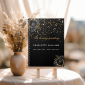 Gast-Buch Gedenkfeier Schwarzes Gold florale Notizblock