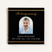 Gast-Buch Gedenkfeier Schwarzgoldenbogen-Foto-Boge Notizblock (Vorderseite)