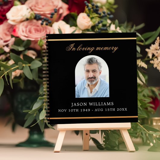 Gast-Buch Gedenkfeier Schwarzgoldenbogen-Foto-Boge Notizblock