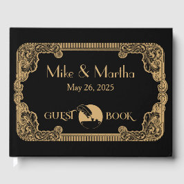 Gast-Buch Gold und Black Vintag Art Deco Gästebuch