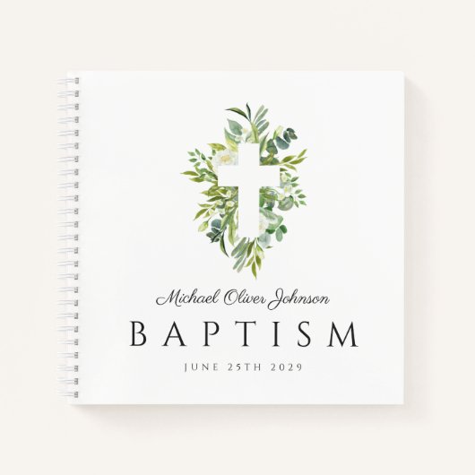Gast der religiösen Cross Green Botanical Baptism Notizblock (Vorderseite)