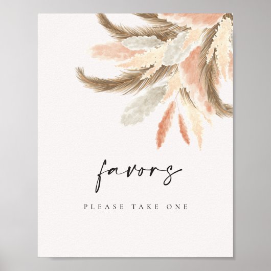 Gast Favors Sign Gold Pampas Grass Wedding C100 Poster (Vorne)