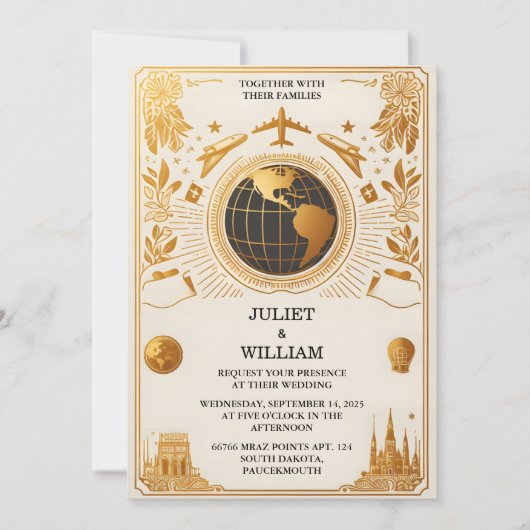 Gast Golden Ticket Pass Boarding Pass Wedding Einladung (Vorderseite)