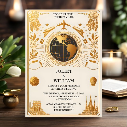 Gast Golden Ticket Pass Boarding Pass Wedding Einladung
