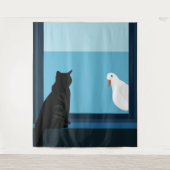 Gast im Fenster Wandteppich (Vorderseite)