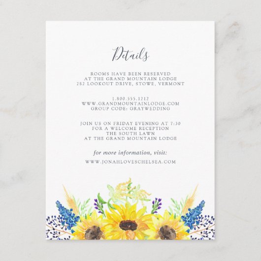 Gast-Informationskarte für Felder Begleitkarte (Vorderseite)