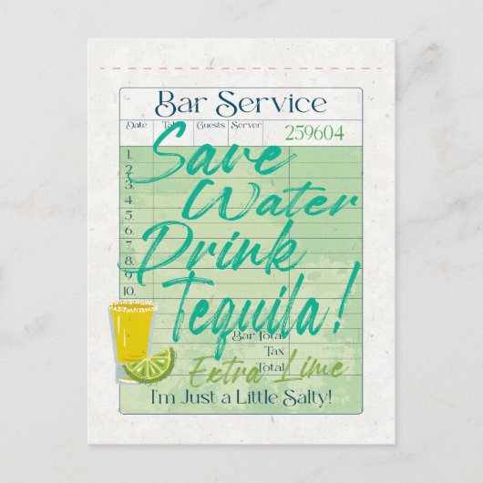 Gast Karo Empfang Rett Water Drink Tequila Salty Postkarte (Vorderseite)