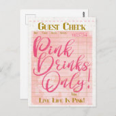 Gast Karo erhalten rosa Getränke Preppy Feminine Postkarte (Vorne/Hinten)