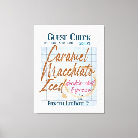 Gast Karo Icciot Coffee Receipt Caramel Macchiato Leinwanddruck (Vorderseite)