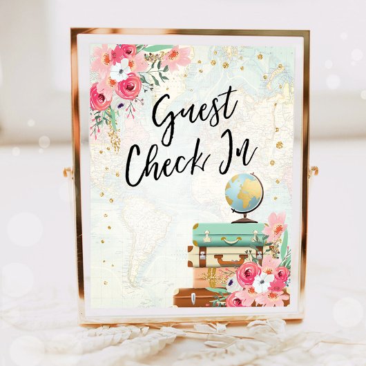 Gast Karo in Travel Adventure Pink Brautparty Poster