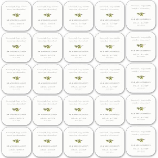 Gast Name des Minimal Green Pine Branch Foliage Aufkleber (Vorderseite)