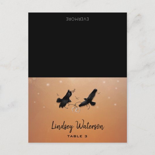 Gast Name gedruckte Table Card Ravens Halloween Postkarte (Vorderseite)