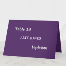 Gast Name Meal Choice Dark Lila Platzkarte